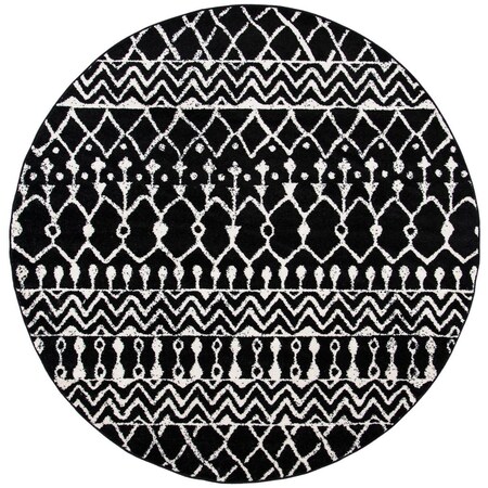 Safavieh 9 x 9 ft. Tulum 270Z Power Loomed Round Area Rug; Black & Ivory TUL270Z-9R
